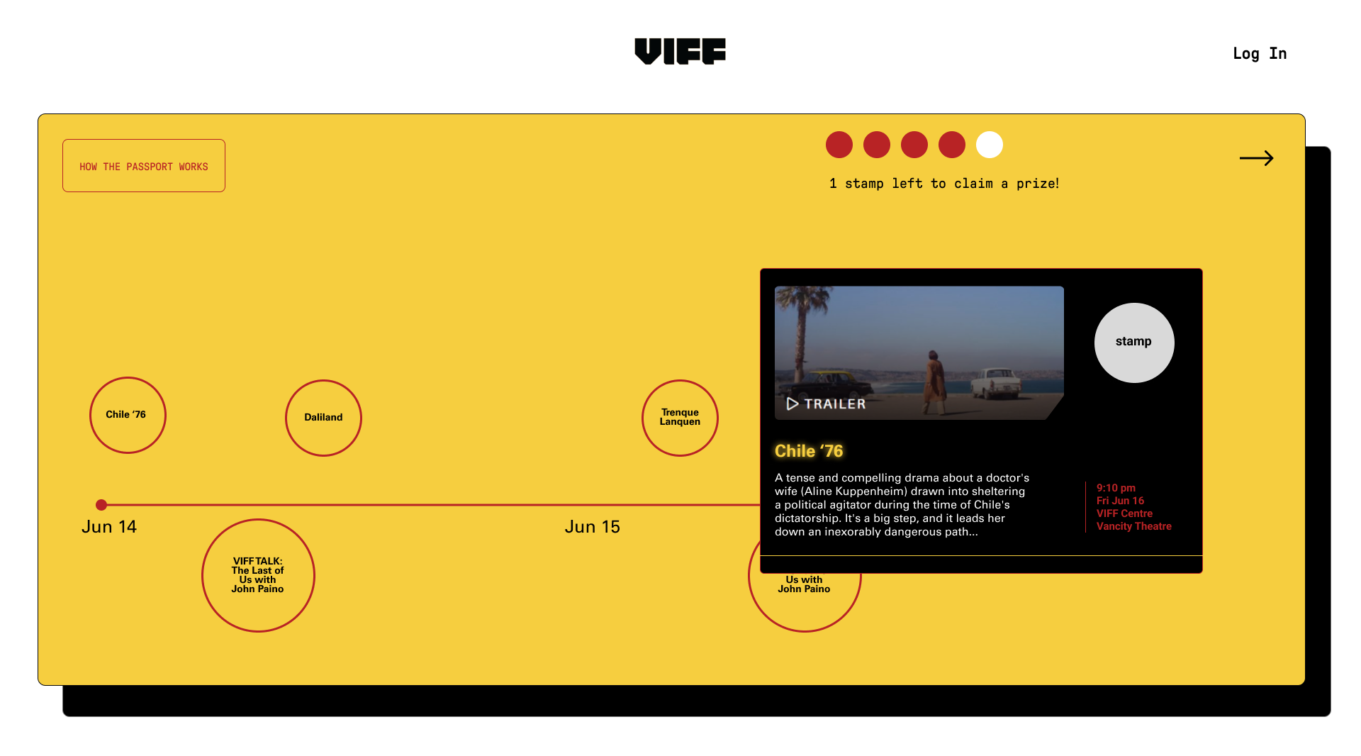 Mockup of My Passport 23' page first iteration